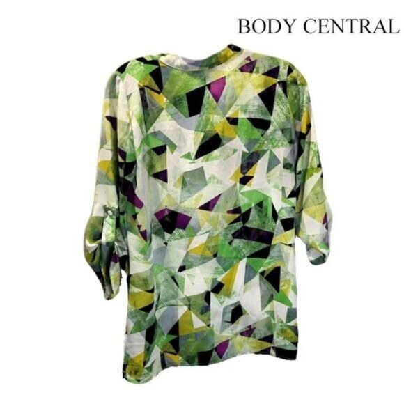 Body Central Women's Roll Tab Sleeve V Neck Pullover Blouse Top‎ - Picture 2 of 7